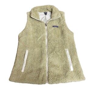 Patagonia Los Gatos Zip Up Vest Women's Large Sherpa Fleece Tan Khaki